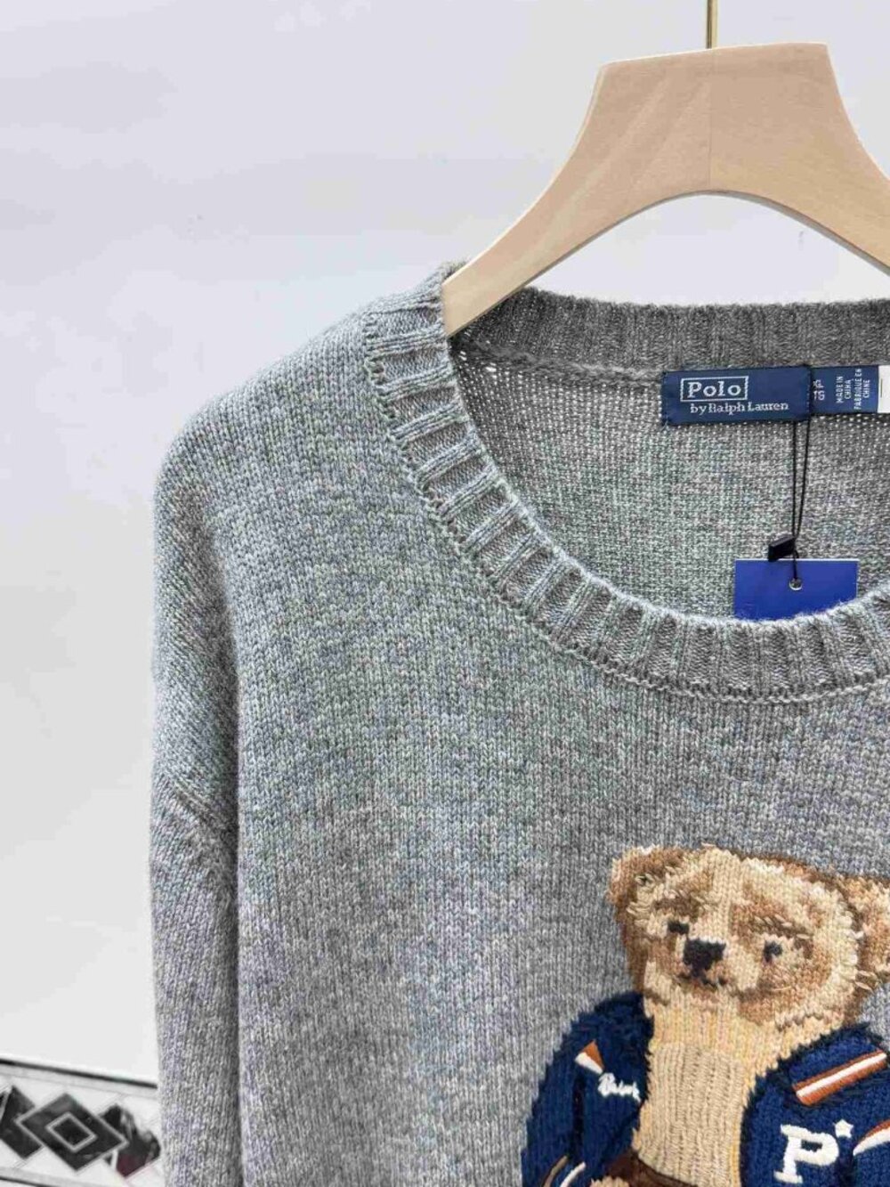 Polo Ralph Lauren Grey Varsity Polo Bear Crewneck Sweater - Picture 2 of 6